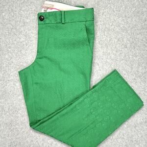 Banana Republic Hampton Pant Womens 6 (32x26) Crop Trousers Kelly Green Textured